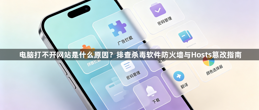 电脑打不开网站是什么原因？排查杀毒软件防火墙与Hosts篡改指南1