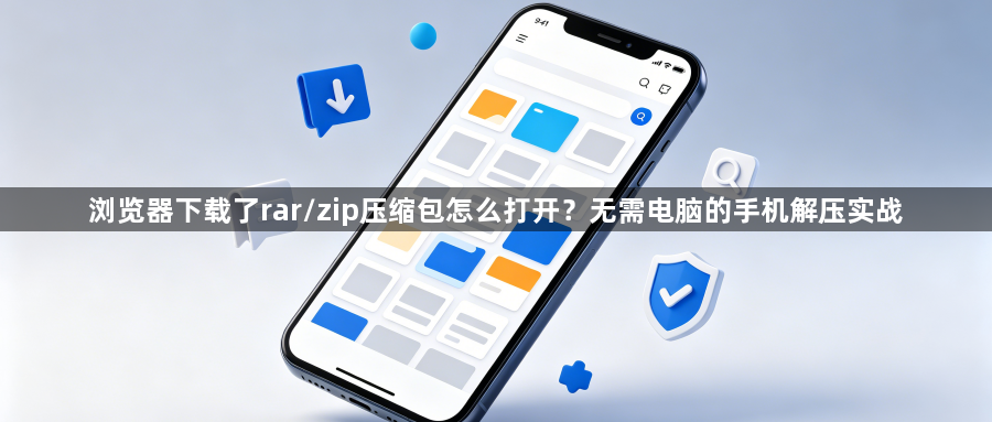浏览器下载了rar/zip压缩包怎么打开？无需电脑的手机解压实战1